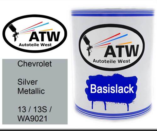 Chevrolet, Silver Metallic, 13 / 13S / WA9021: 1L Lackdose, von ATW Autoteile West.